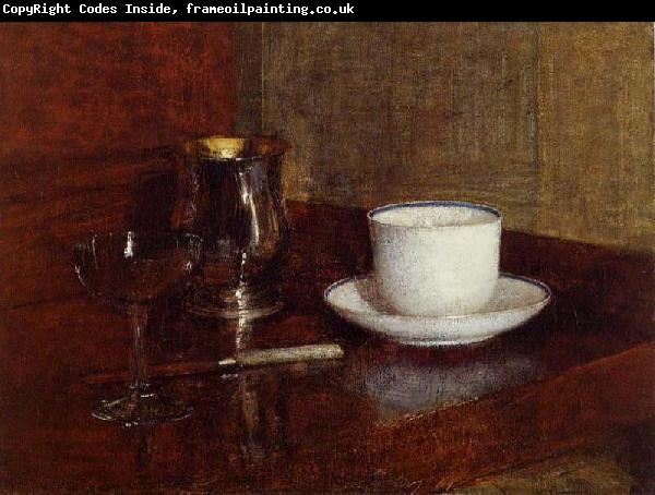 Henri Fantin-Latour Glass, Silver Goblet and Cup of Champagne